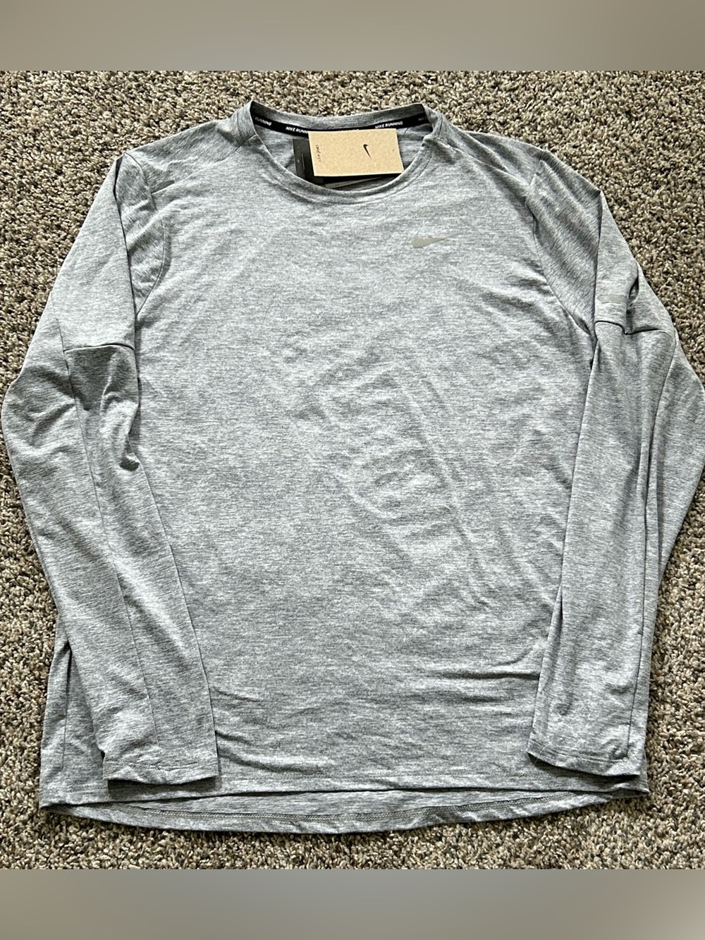 Nike Dri-Fit Element Running Long Sleeve Shirt Mens Size Large Gray DD4754-084